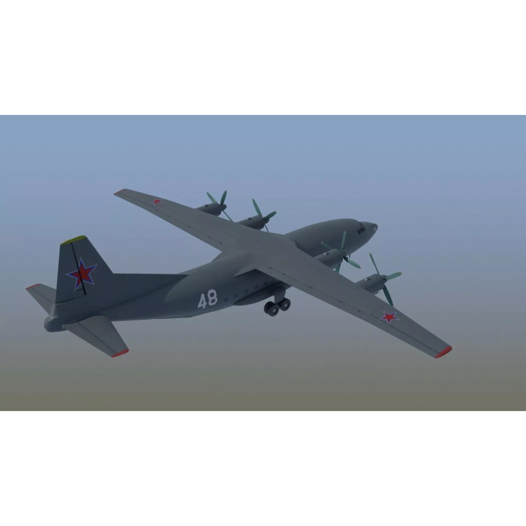 Antonov An-12 Transport Aircraft 3D Model – Game Ready, PBR Textures, FBX - View 7