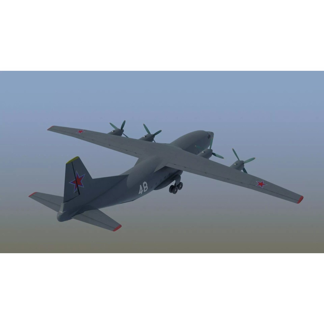 Antonov An-12 Transport Aircraft 3D Model – Game Ready, PBR Textures, FBX - View 8