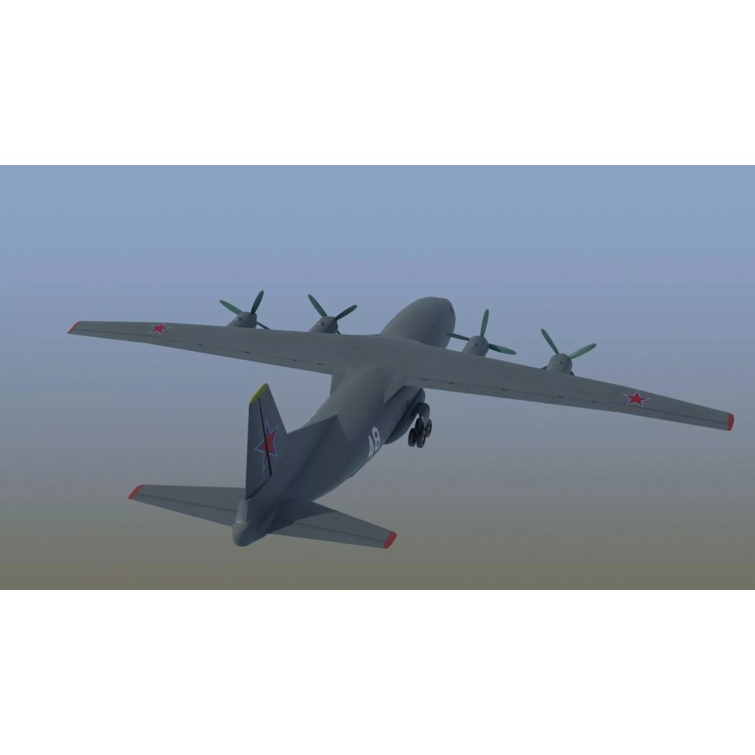 Antonov An-12 Transport Aircraft 3D Model – Game Ready, PBR Textures, FBX - View 9