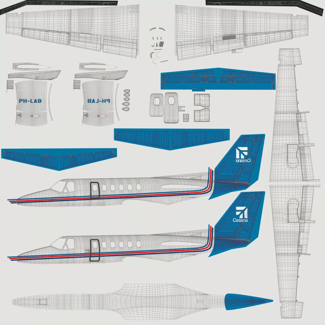 Cessna 550 Citation II 3D Model – Medium Quality Aircraft Asset, FBX, OBJ