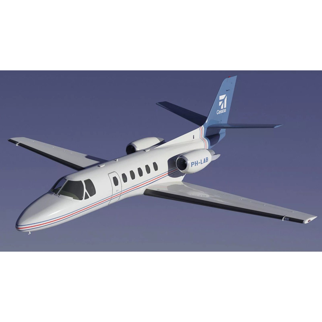 Cessna 550 Citation II 3D Model – Medium Quality Aircraft Asset, FBX, OBJ - View 13