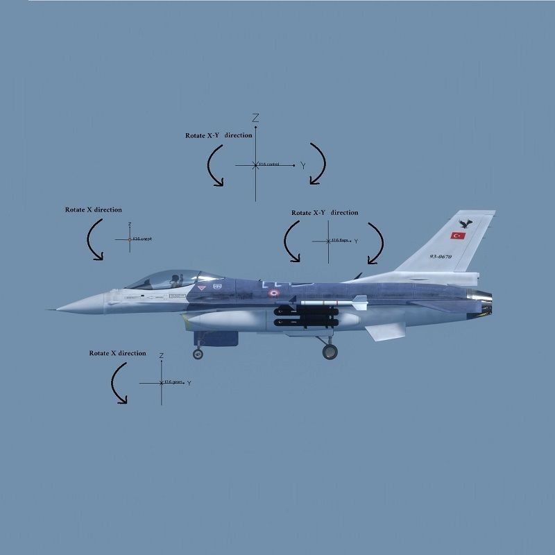 F16C Turkey 3D Model – Low Poly Rigged Aircraft for Animation - View 16