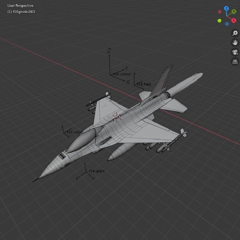 F16C Turkey 3D Model – Low Poly Rigged Aircraft for Animation - View 17