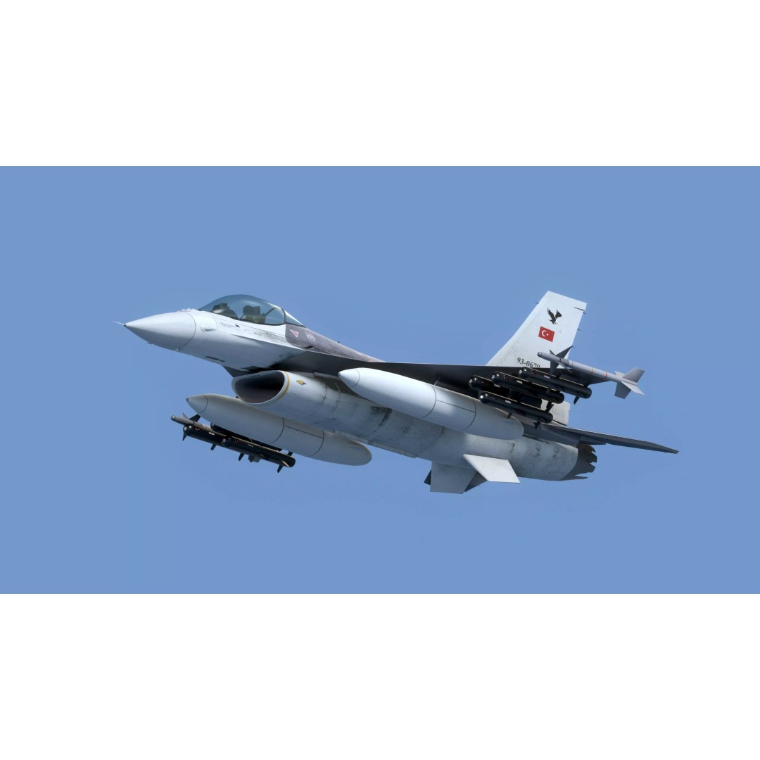 F16C Turkey 3D Model – Low Poly Rigged Aircraft for Animation - View 2