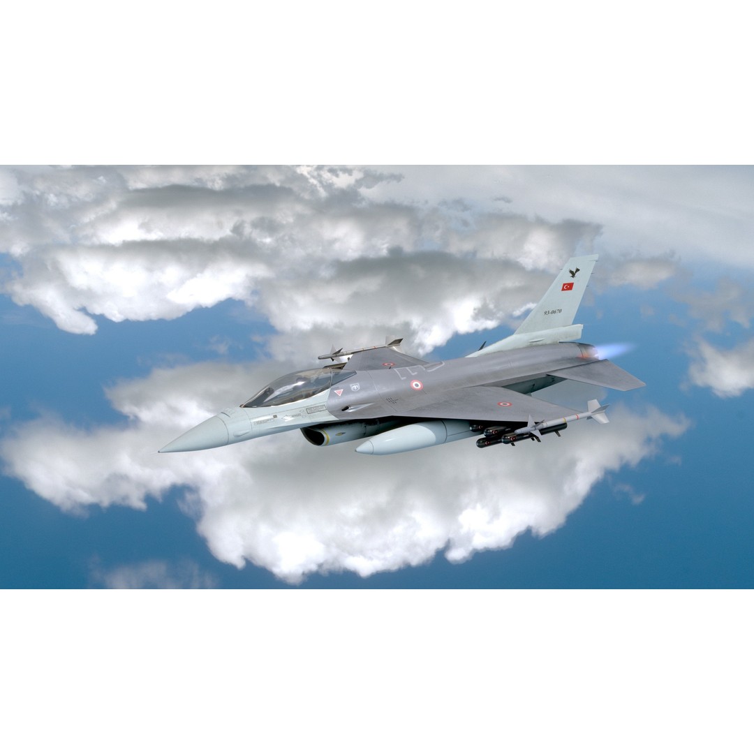 F16C Turkey 3D Model – Low Poly Rigged Aircraft for Animation - View 3