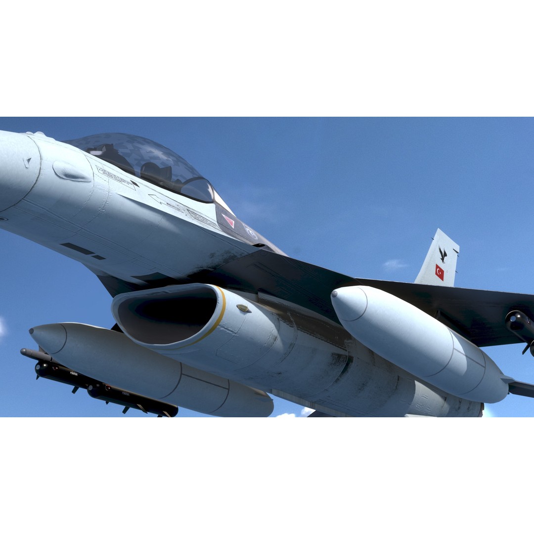 F16C Turkey 3D Model – Low Poly Rigged Aircraft for Animation - View 8