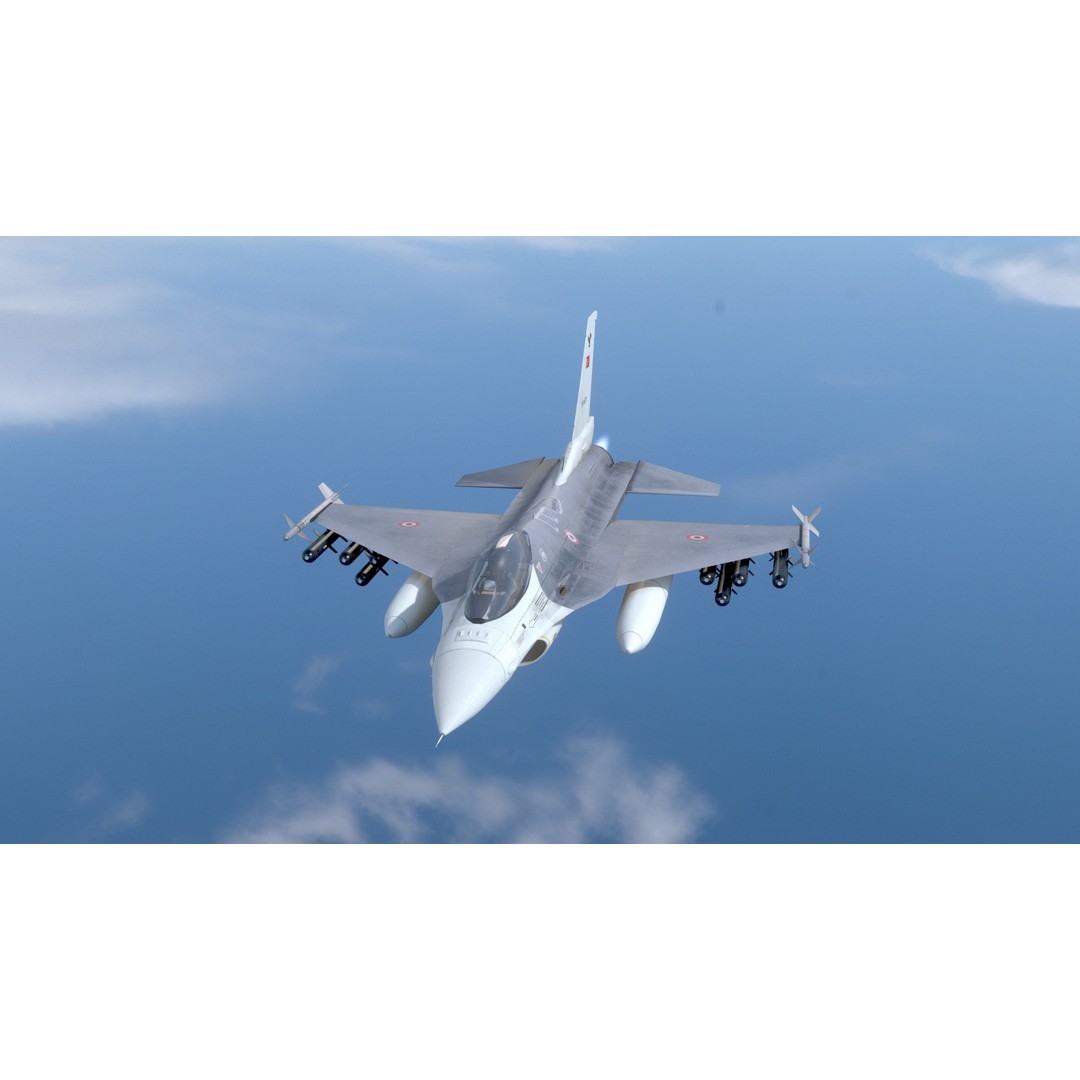 F16C Turkey 3D Model – Low Poly Rigged Aircraft for Animation - View 9