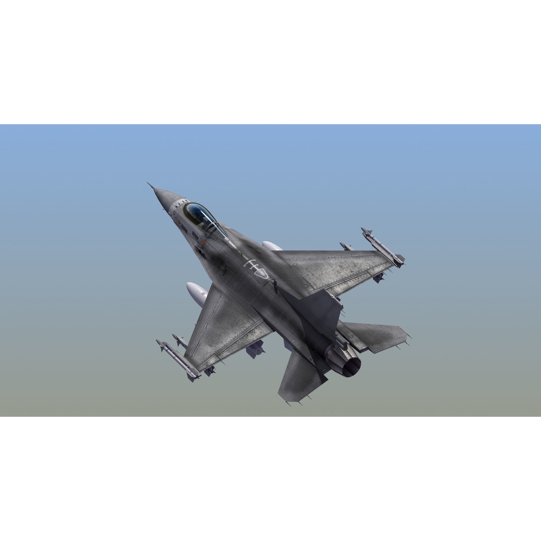 F16C Jet Fighter 3D Model – Game Ready Military Aircraft, FBX - View 10