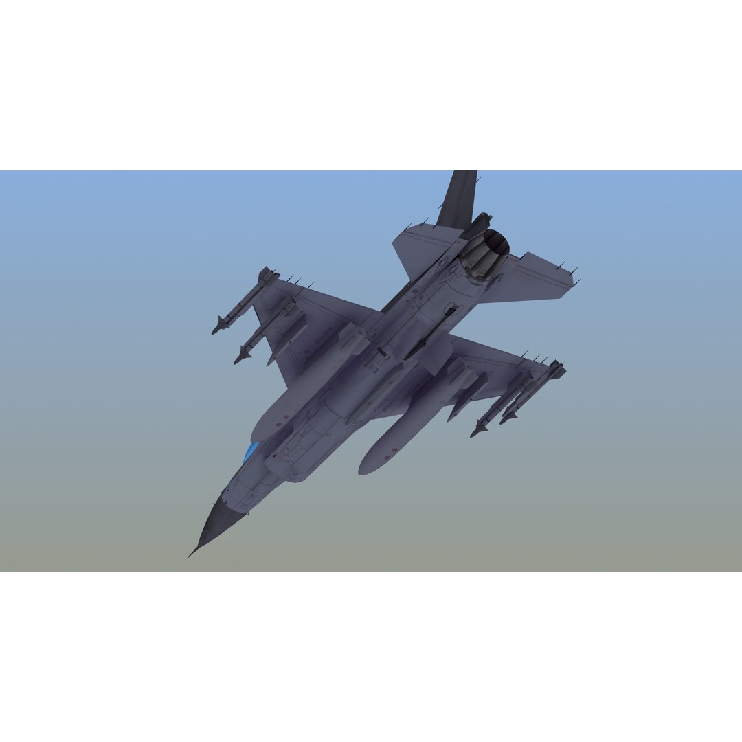F16C Jet Fighter 3D Model – Game Ready Military Aircraft, FBX - View 12