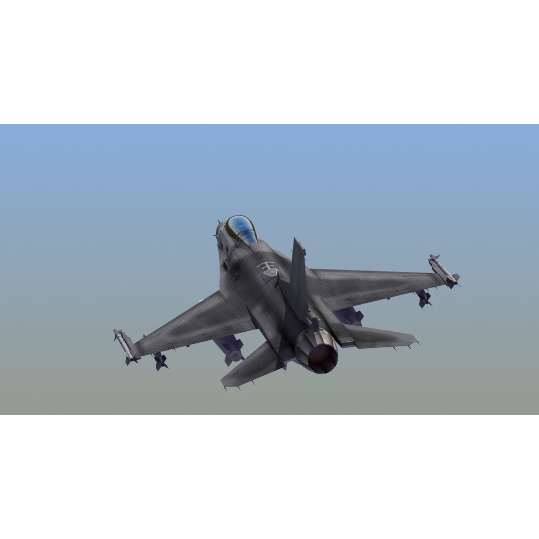 F16C Jet Fighter 3D Model – Game Ready Military Aircraft, FBX - View 14