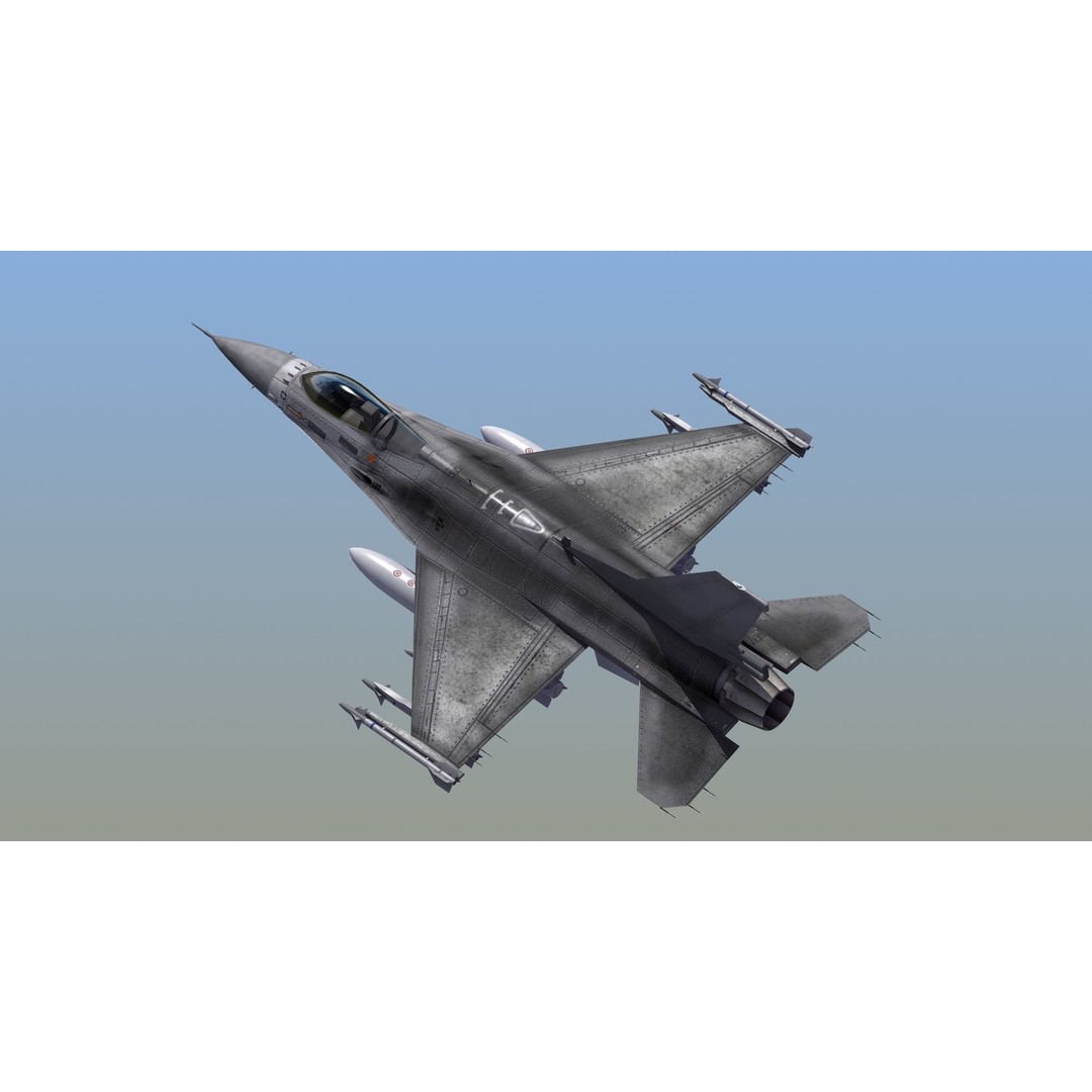 F16C Jet Fighter 3D Model – Game Ready Military Aircraft, FBX - View 15