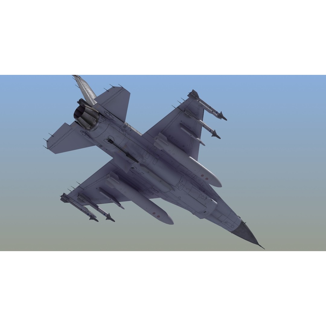 F16C Jet Fighter 3D Model – Game Ready Military Aircraft, FBX - View 16