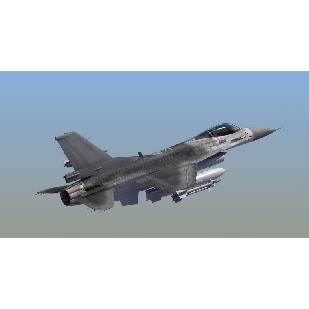 F16C Jet Fighter 3D Model – Game Ready Military Aircraft, FBX - View 17
