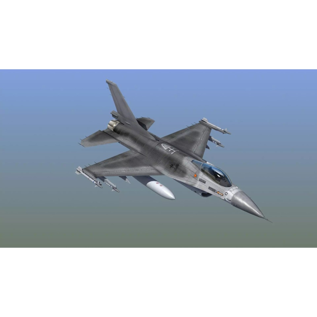 F16C Jet Fighter 3D Model – Game Ready Military Aircraft, FBX - View 2