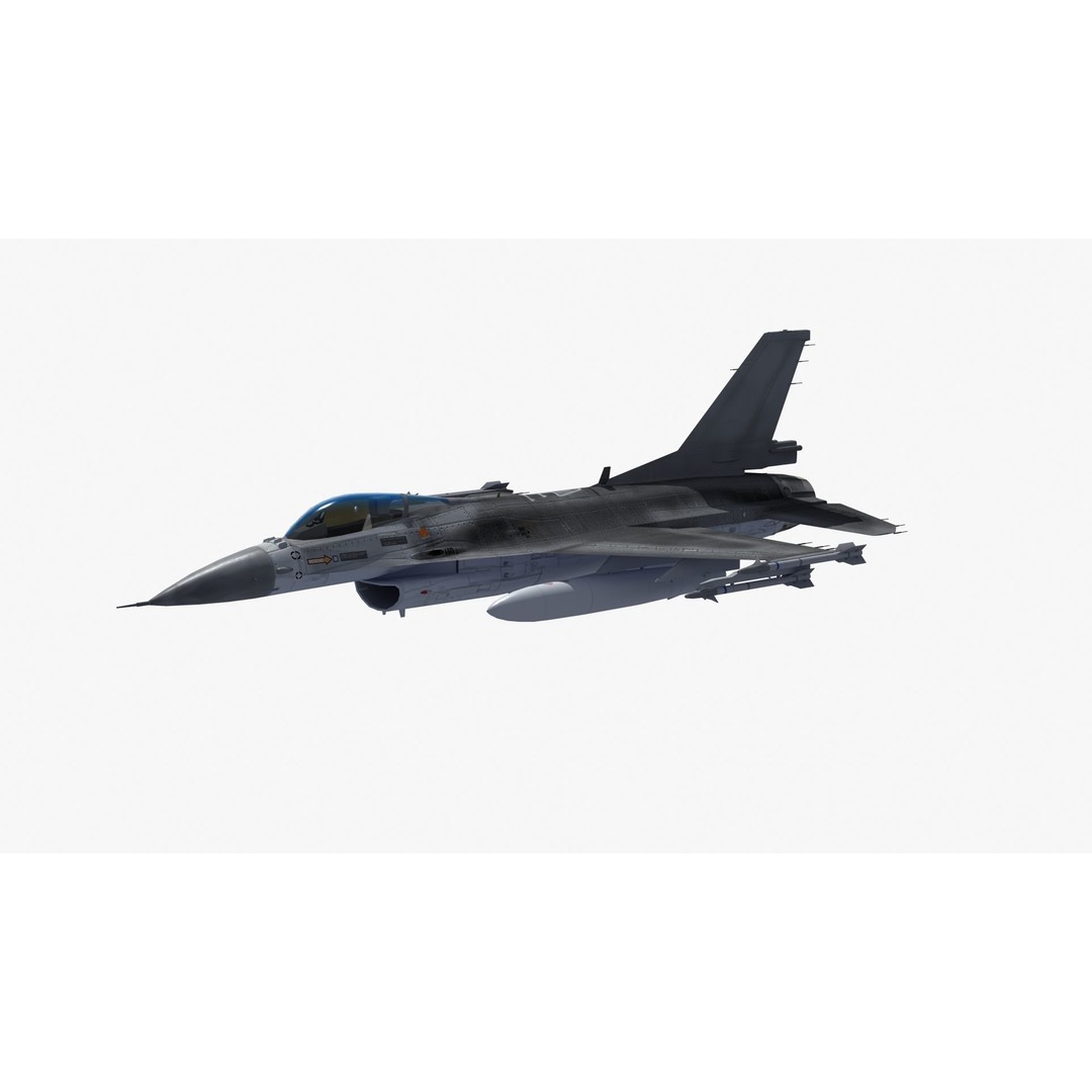 F16C Jet Fighter 3D Model – Game Ready Military Aircraft, FBX - View 21
