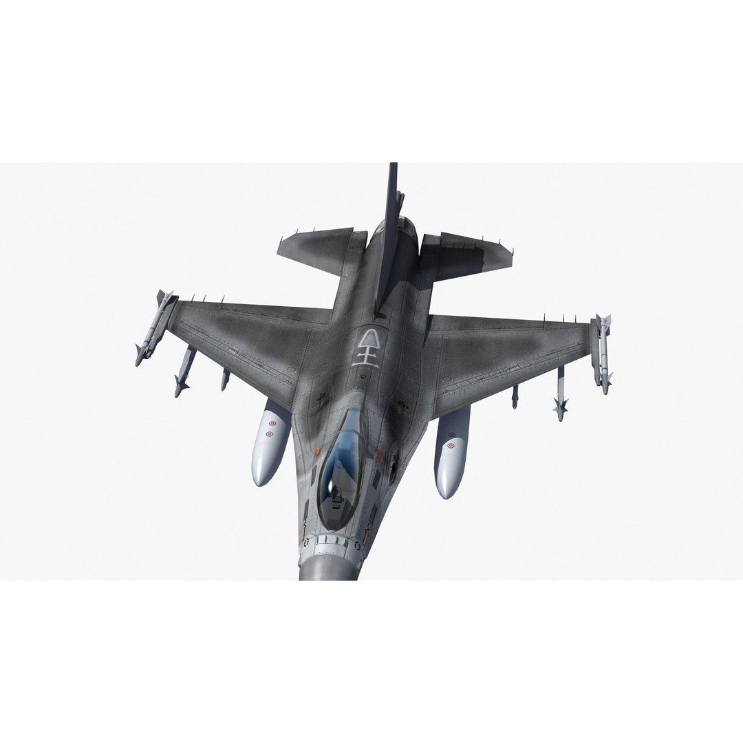 F16C Jet Fighter 3D Model – Game Ready Military Aircraft, FBX - View 22
