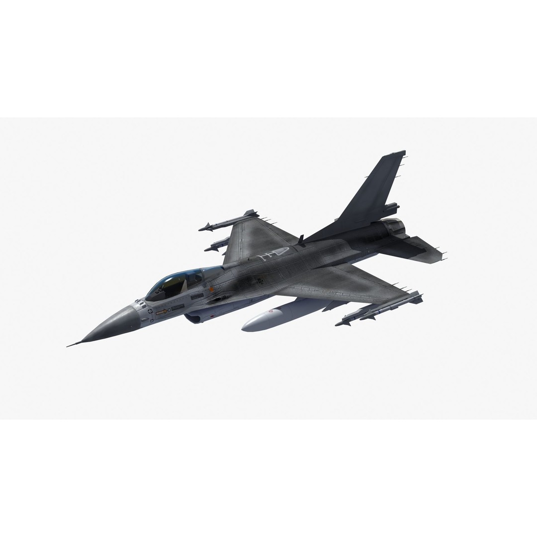 F16C Jet Fighter 3D Model – Game Ready Military Aircraft, FBX - View 23