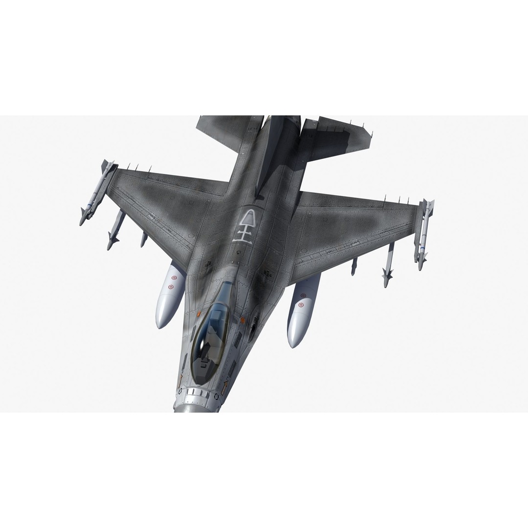 F16C Jet Fighter 3D Model – Game Ready Military Aircraft, FBX - View 24