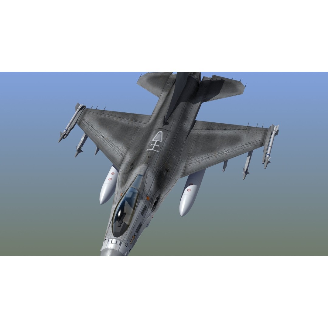 F16C Jet Fighter 3D Model – Game Ready Military Aircraft, FBX - View 26