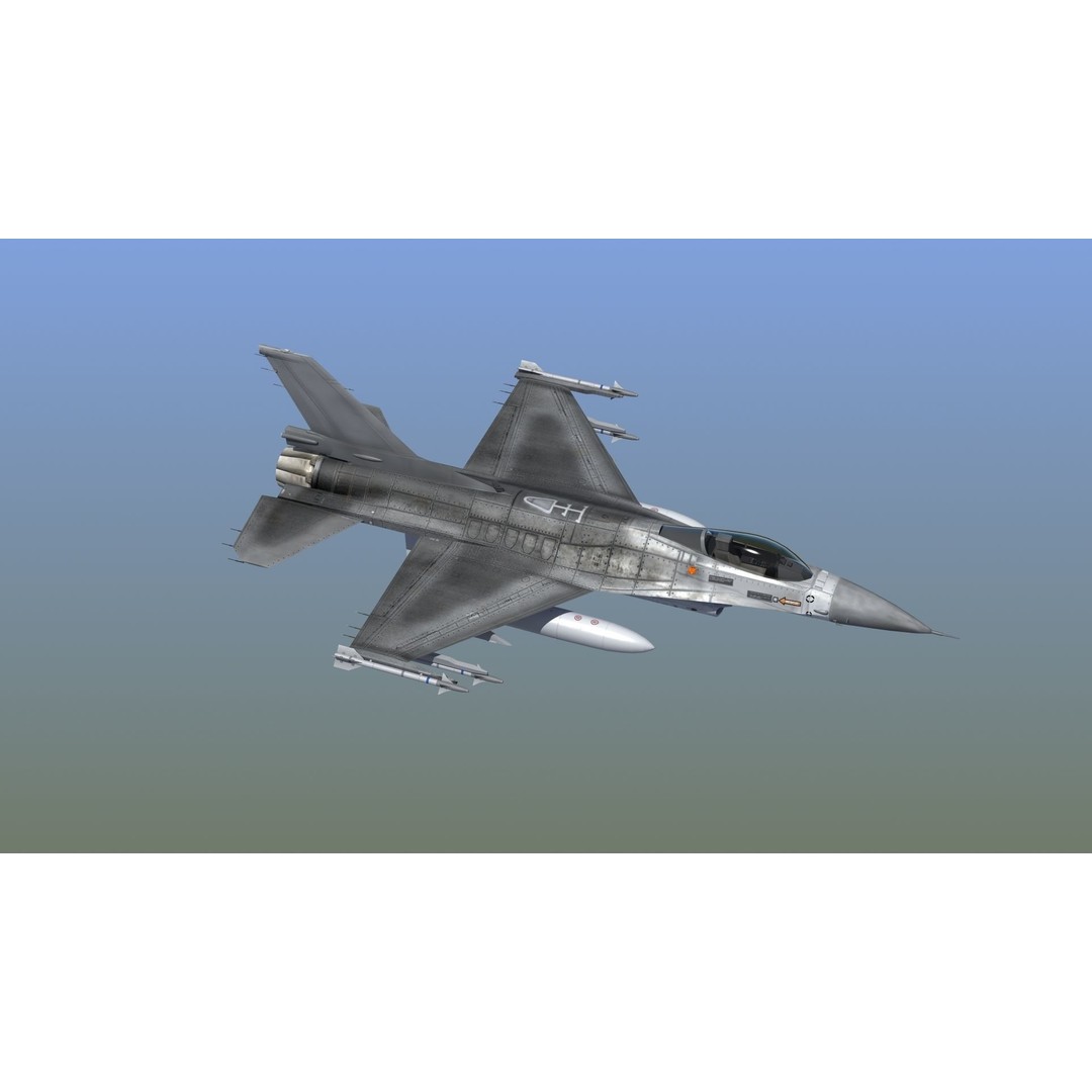 F16C Jet Fighter 3D Model – Game Ready Military Aircraft, FBX - View 27