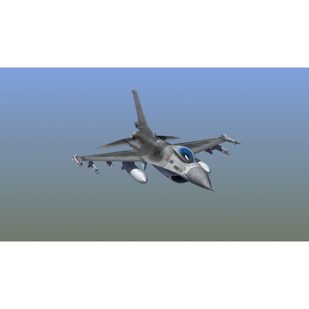 F16C Jet Fighter 3D Model – Game Ready Military Aircraft, FBX - View 29
