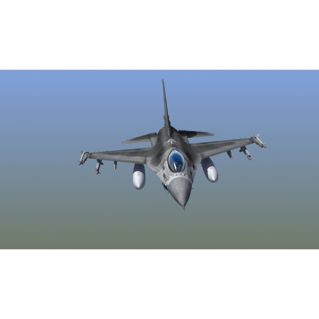 F16C Jet Fighter 3D Model – Game Ready Military Aircraft, FBX - View 3