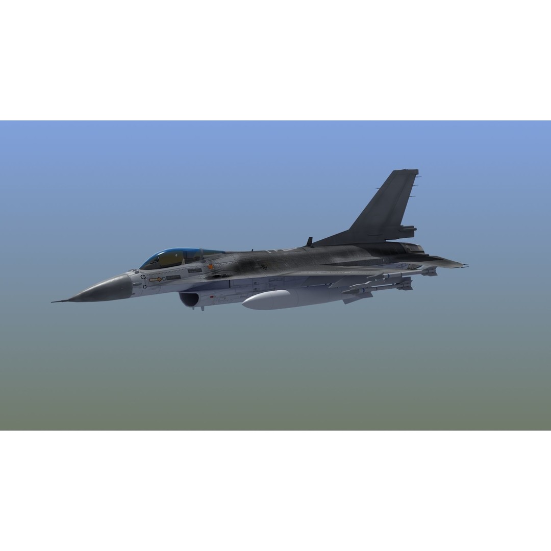 F16C Jet Fighter 3D Model – Game Ready Military Aircraft, FBX - View 30
