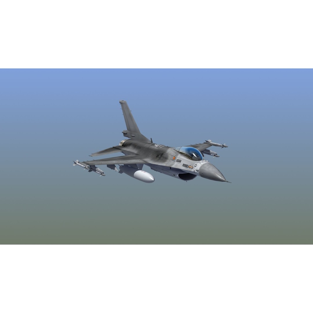F16C Jet Fighter 3D Model – Game Ready Military Aircraft, FBX - View 31