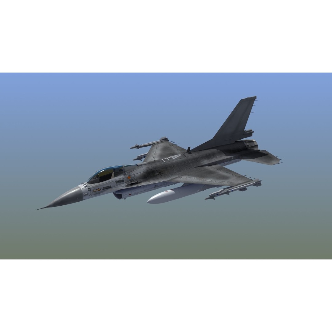F16C Jet Fighter 3D Model – Game Ready Military Aircraft, FBX - View 32