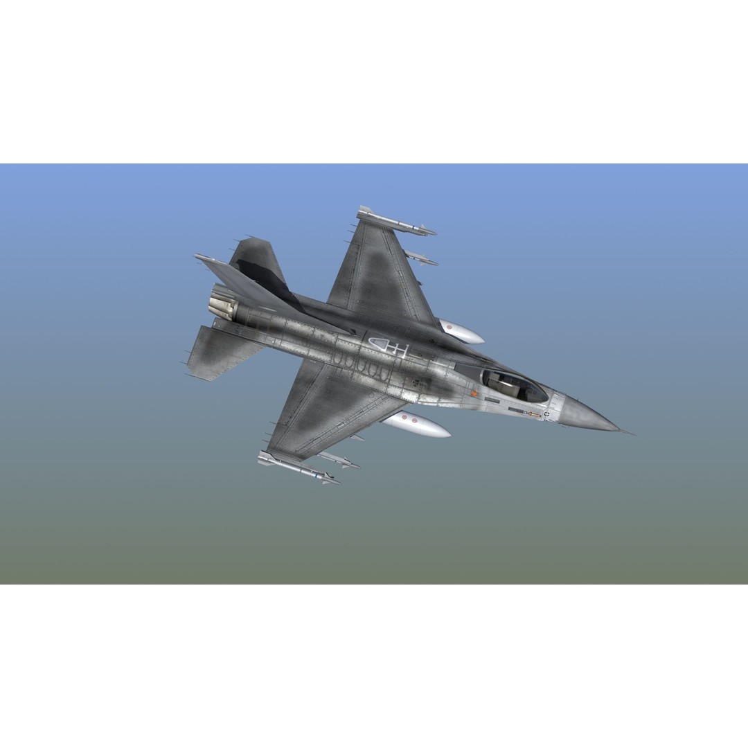 F16C Jet Fighter 3D Model – Game Ready Military Aircraft, FBX - View 33