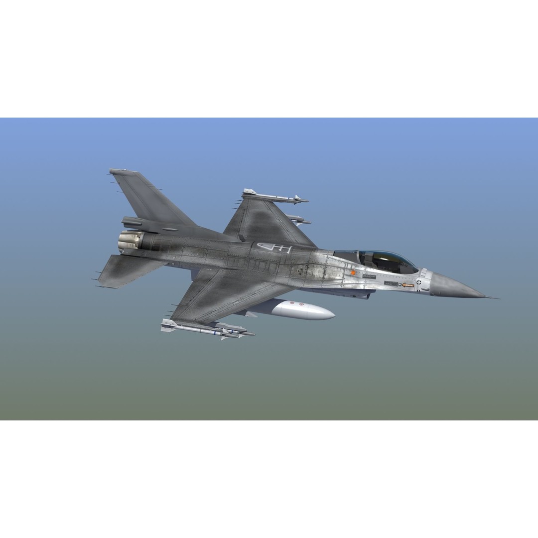 F16C Jet Fighter 3D Model – Game Ready Military Aircraft, FBX - View 34