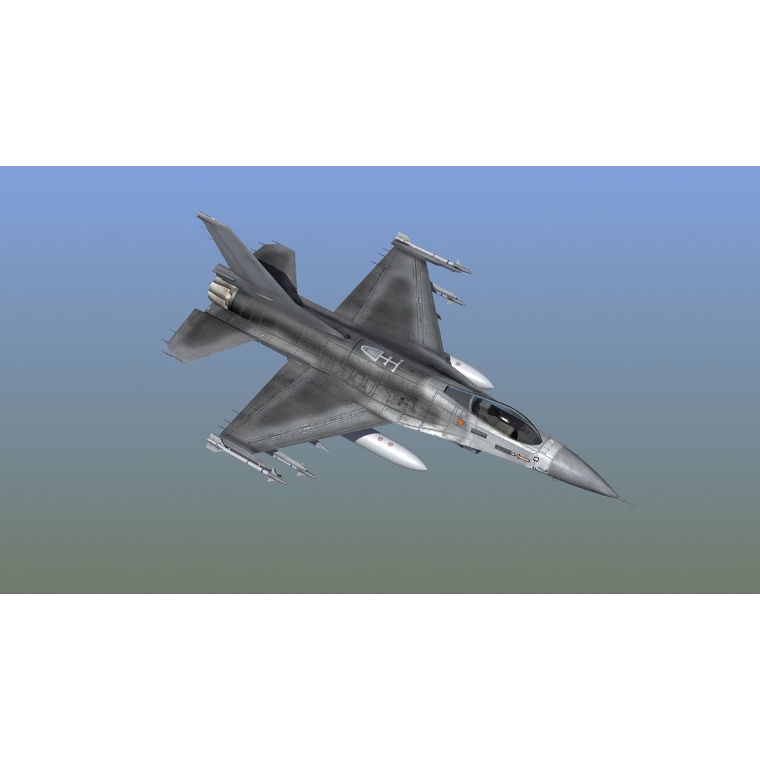 F16C Jet Fighter 3D Model – Game Ready Military Aircraft, FBX - View 35