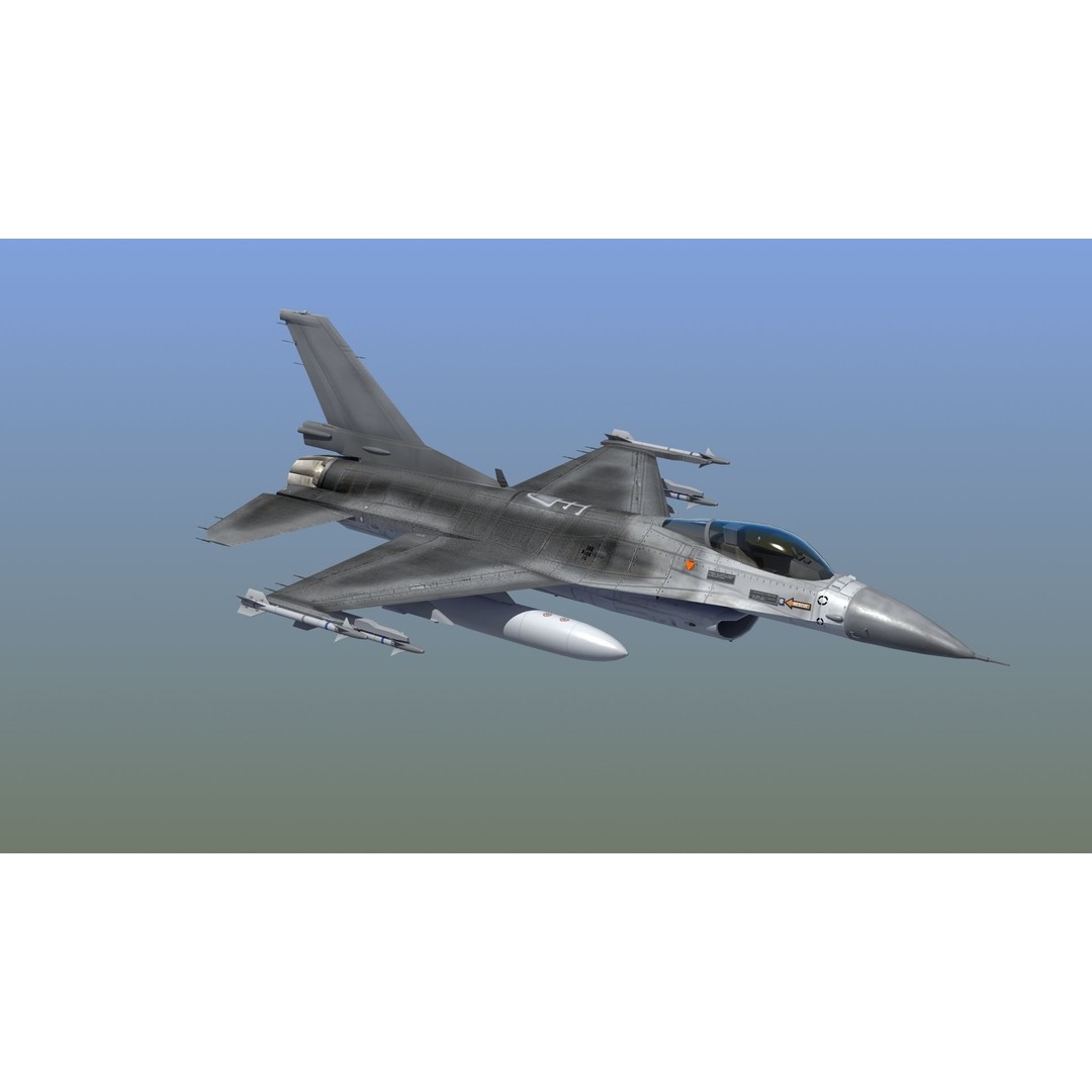 F16C Jet Fighter 3D Model – Game Ready Military Aircraft, FBX - View 36
