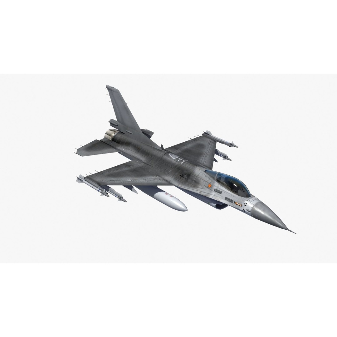 F16C Jet Fighter 3D Model – Game Ready Military Aircraft, FBX - View 5
