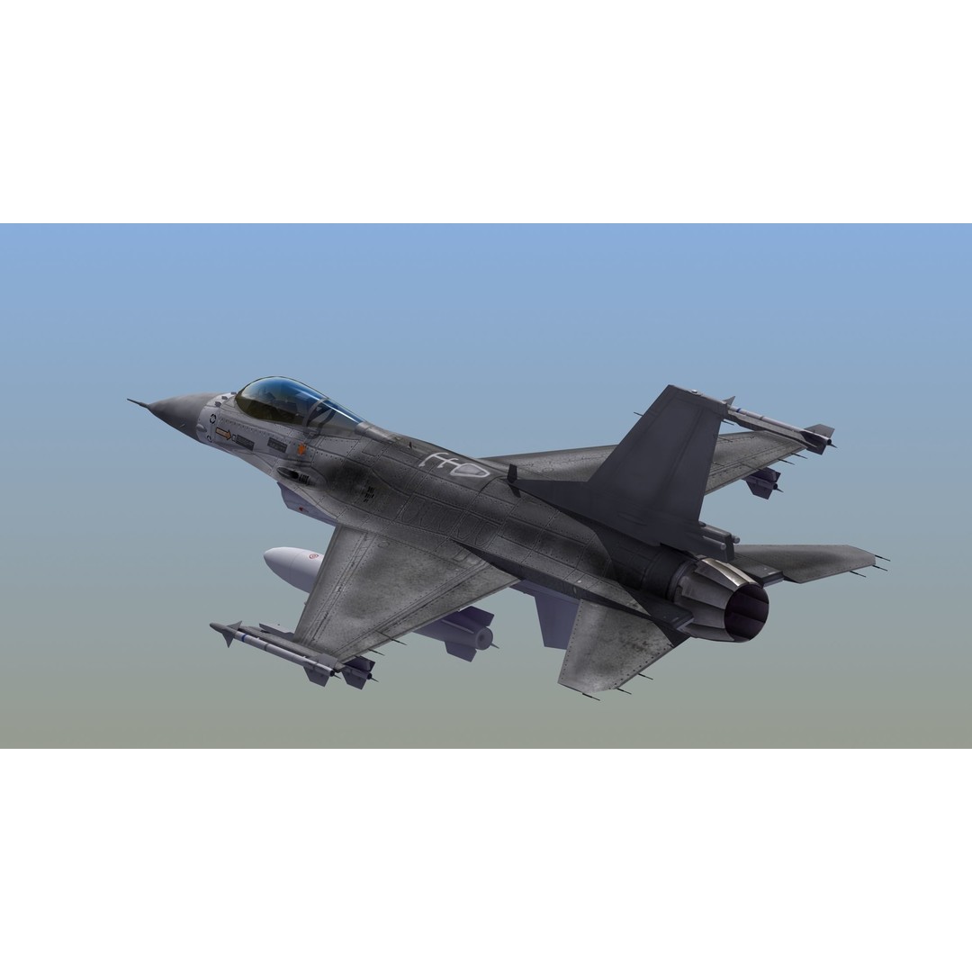 F16C Jet Fighter 3D Model – Game Ready Military Aircraft, FBX - View 7