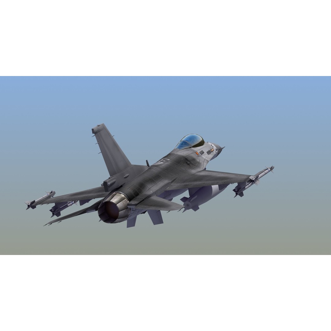 F16C Jet Fighter 3D Model – Game Ready Military Aircraft, FBX - View 9