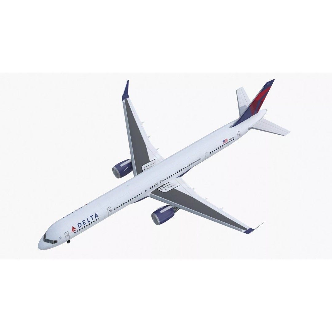 Delta Air Lines Boeing 757-300 3D Model – High Poly PBR Aircraft with Cabin - View 10