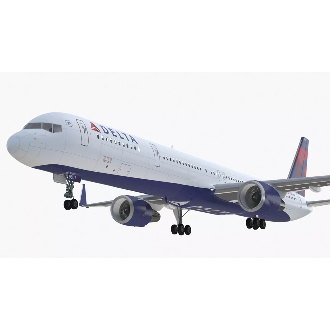 Delta Air Lines Boeing 757-300 3D Model – High Poly PBR Aircraft with Cabin - View 12