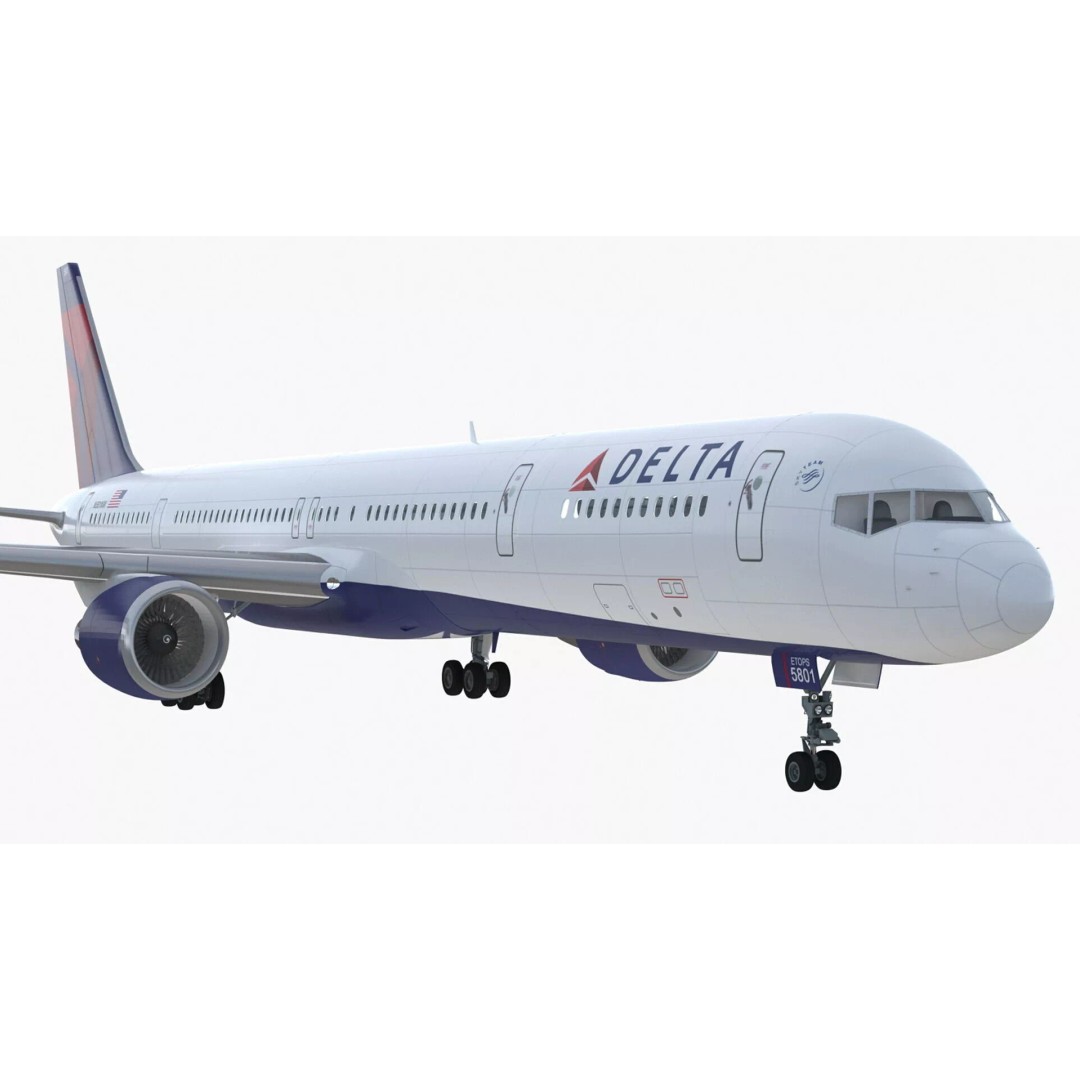 Delta Air Lines Boeing 757-300 3D Model – High Poly PBR Aircraft with Cabin - View 13