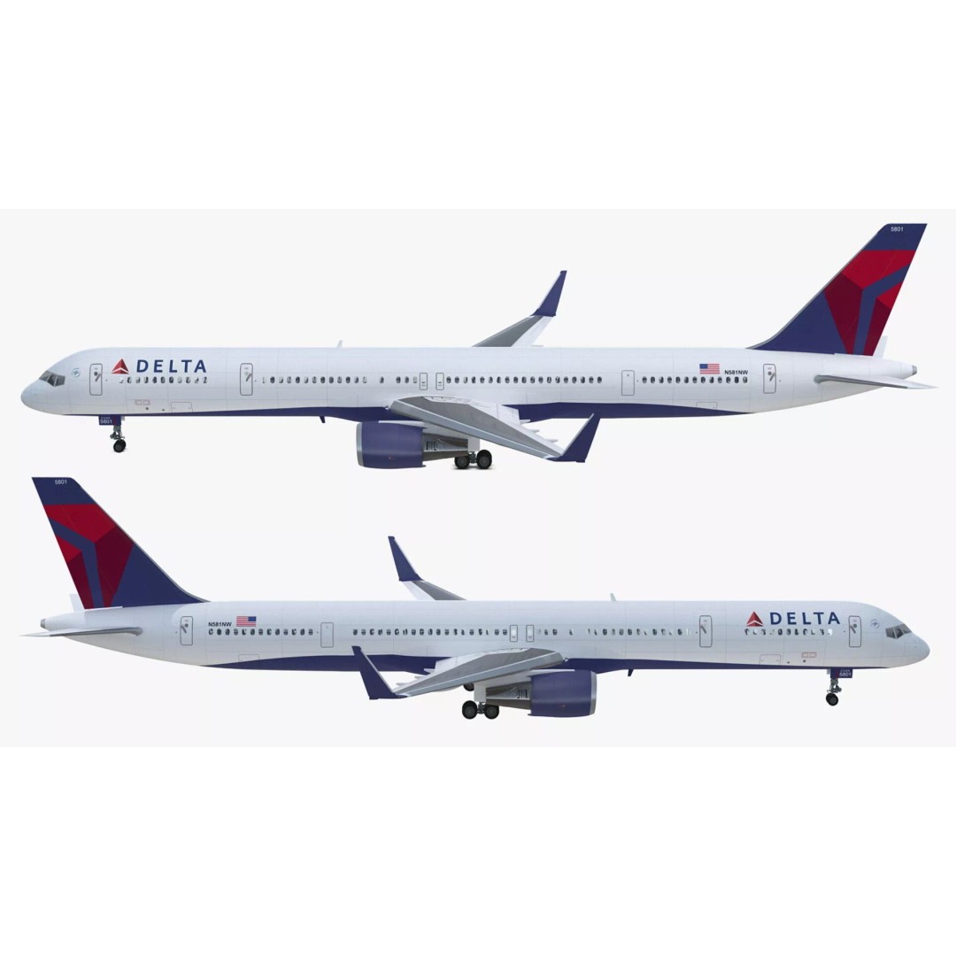 Delta Air Lines Boeing 757-300 3D Model – High Poly PBR Aircraft with Cabin - View 14
