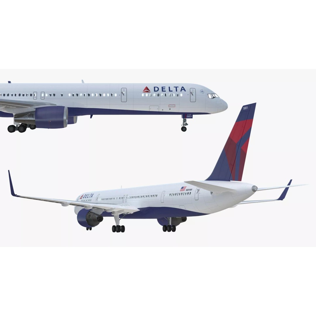 Delta Air Lines Boeing 757-300 3D Model – High Poly PBR Aircraft with Cabin - View 15