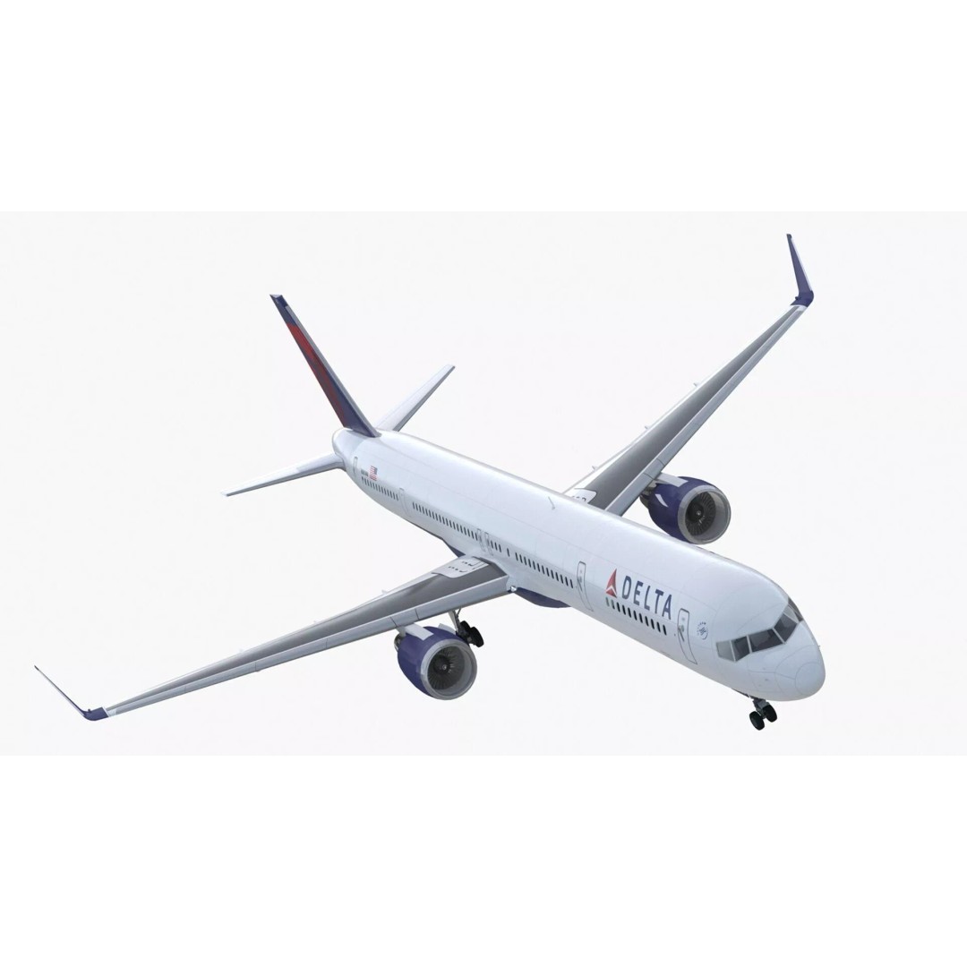 Delta Air Lines Boeing 757-300 3D Model – High Poly PBR Aircraft with Cabin - View 2