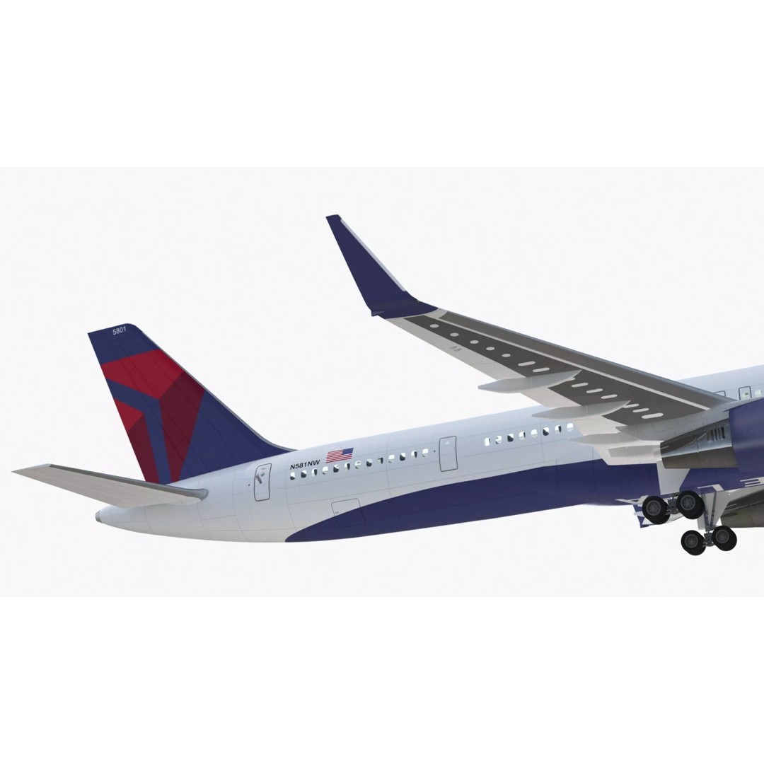Delta Air Lines Boeing 757-300 3D Model – High Poly PBR Aircraft with Cabin - View 20