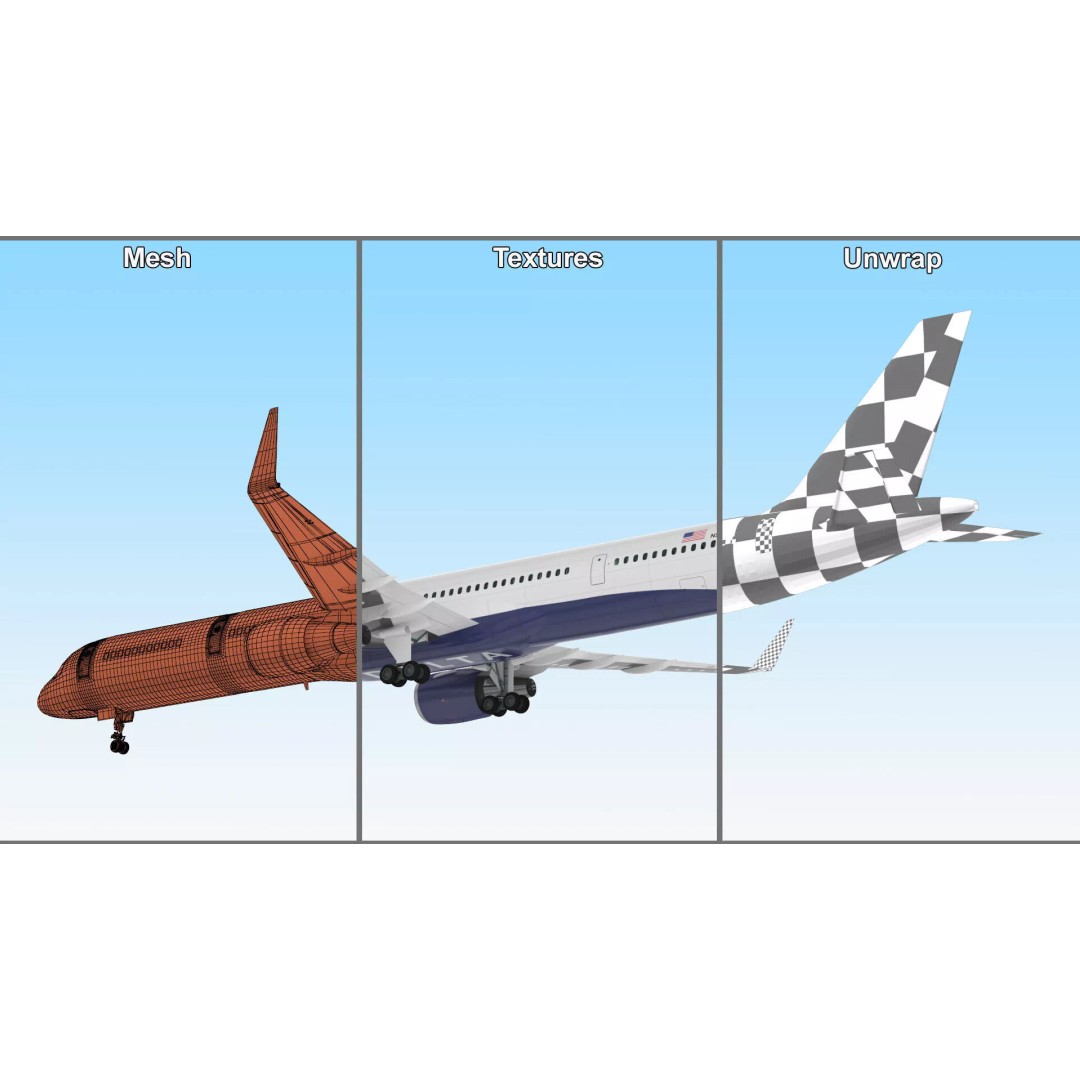 Delta Air Lines Boeing 757-300 3D Model – High Poly PBR Aircraft with Cabin - View 27