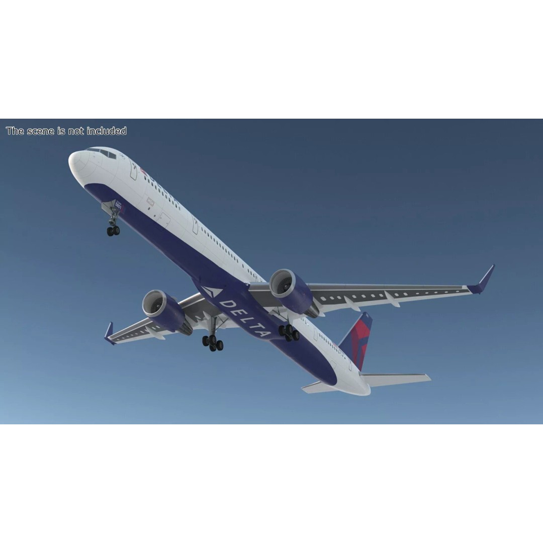 Delta Air Lines Boeing 757-300 3D Model – High Poly PBR Aircraft with Cabin - View 3