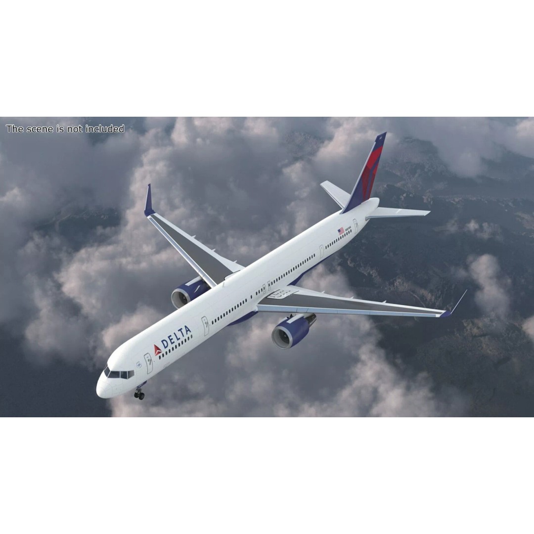 Delta Air Lines Boeing 757-300 3D Model – High Poly PBR Aircraft with Cabin - View 4