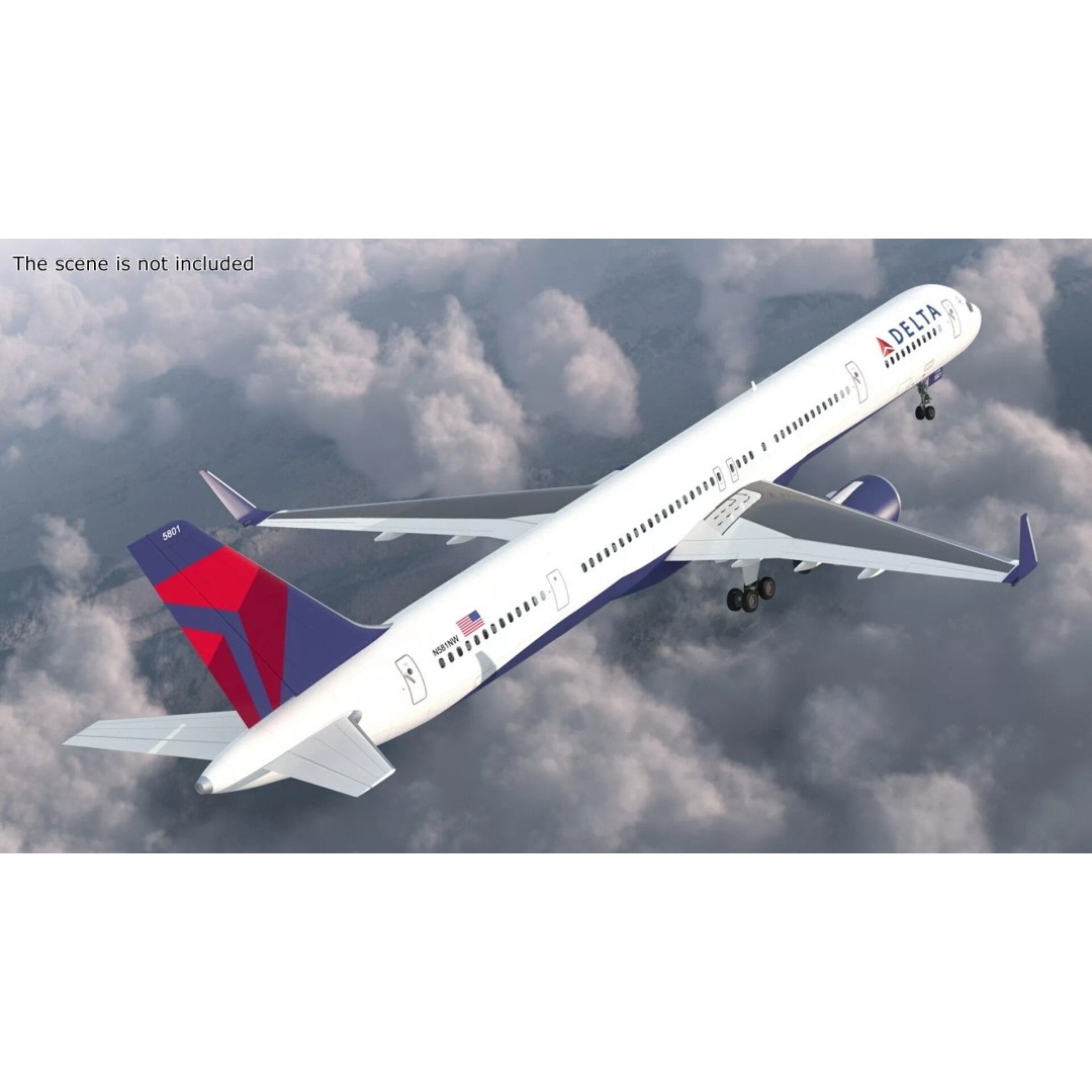 Delta Air Lines Boeing 757-300 3D Model – High Poly PBR Aircraft with Cabin - View 5