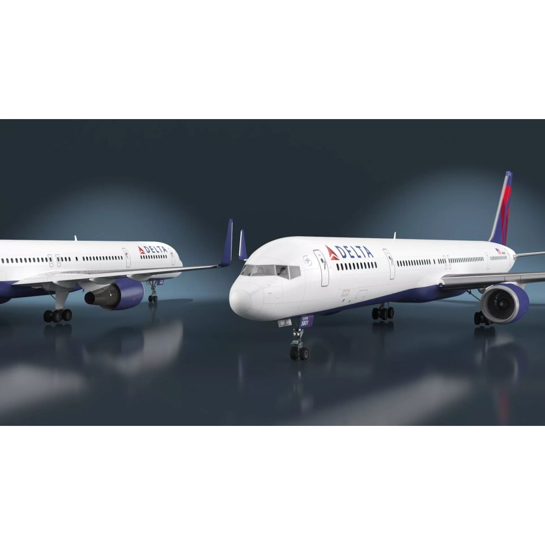 Delta Air Lines Boeing 757-300 3D Model – High Poly PBR Aircraft with Cabin - View 6