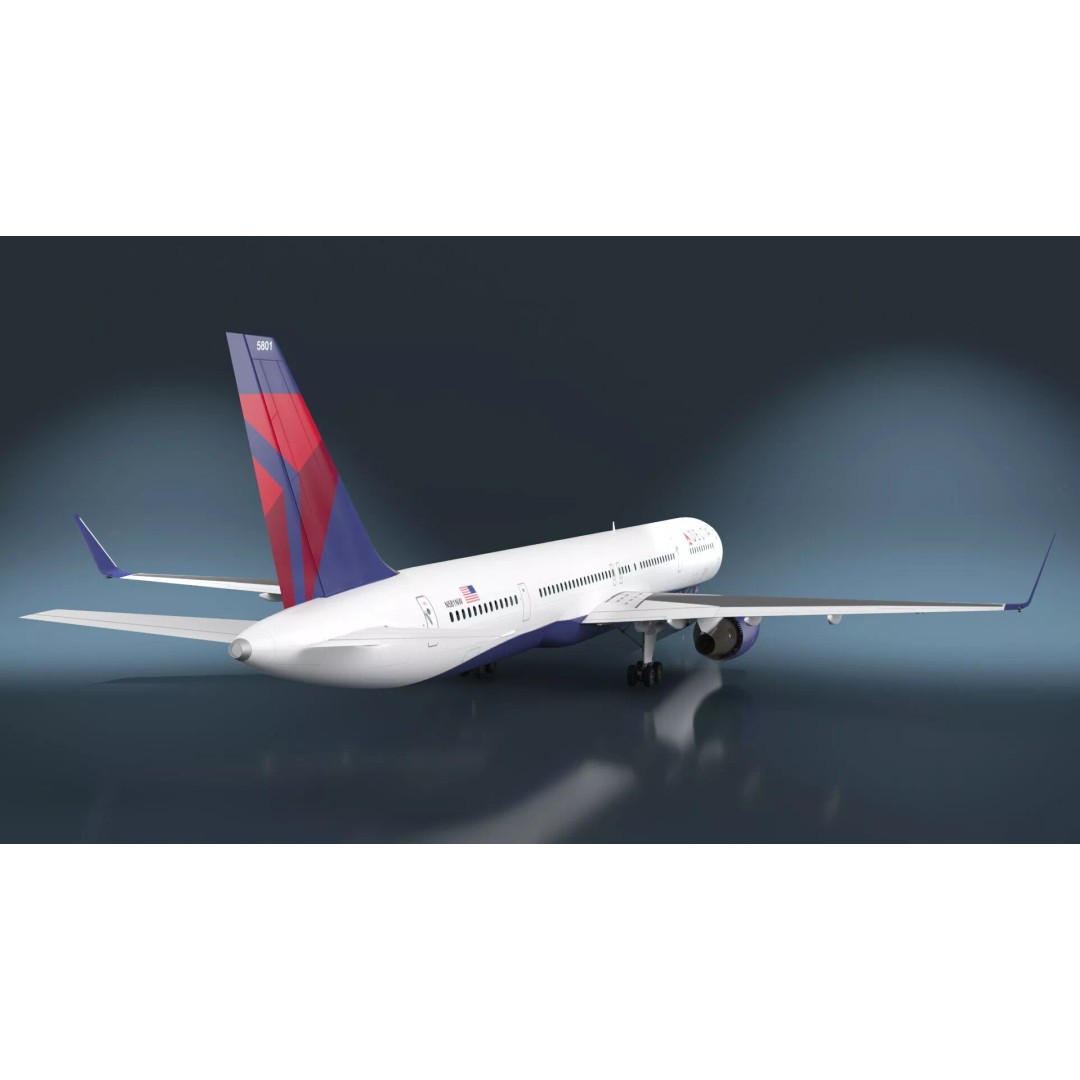 Delta Air Lines Boeing 757-300 3D Model – High Poly PBR Aircraft with Cabin - View 7