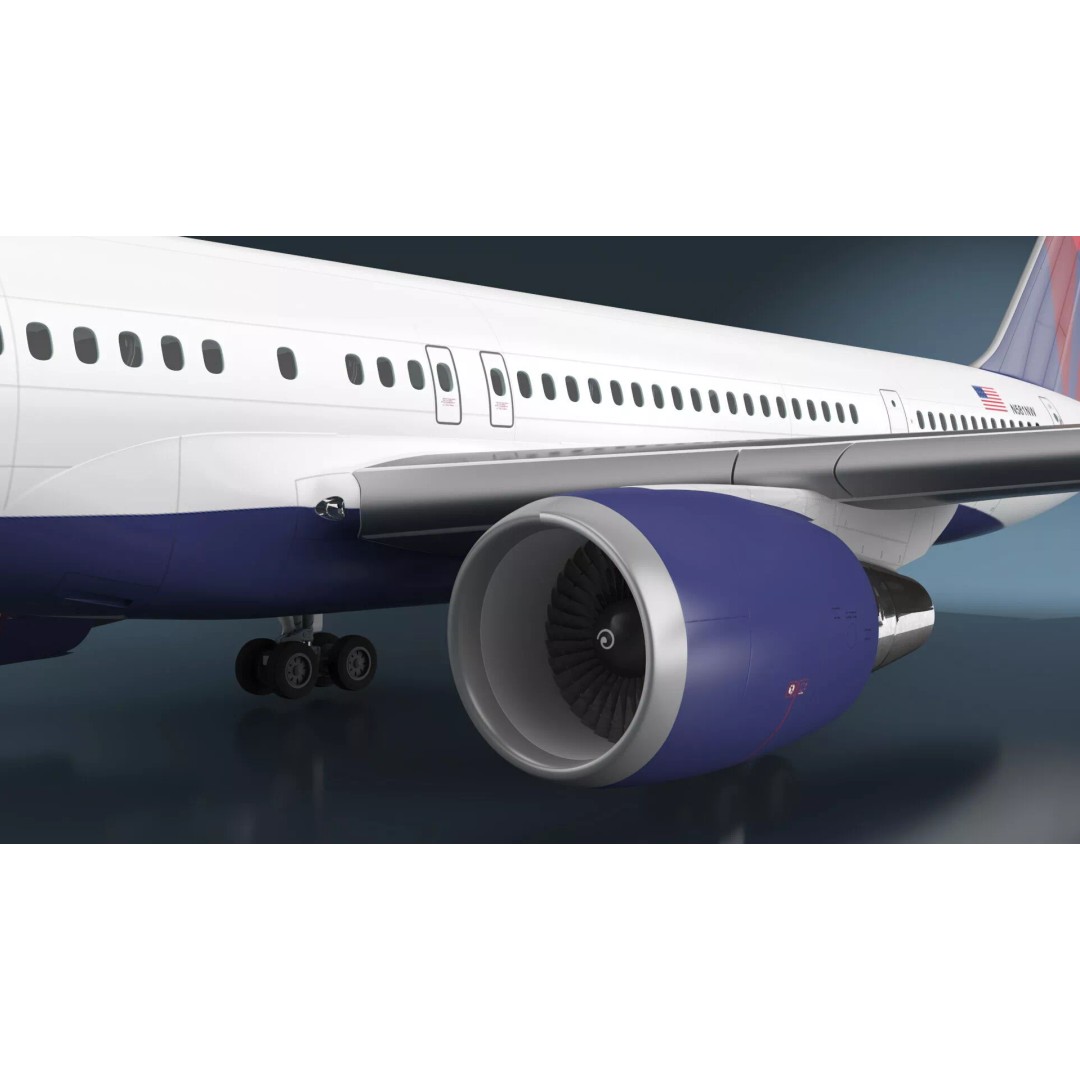 Delta Air Lines Boeing 757-300 3D Model – High Poly PBR Aircraft with Cabin - View 8